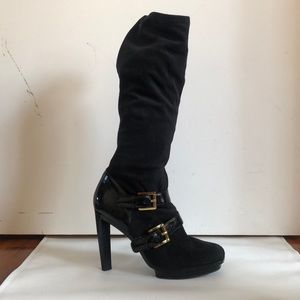 Michael Kors black stretch knee-high high-heel boots